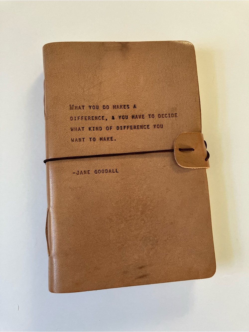 Tan Leather Journal Cover with Quote